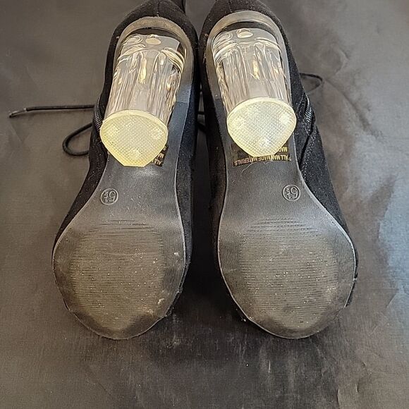 WILD DIVA FAUX SUEDE LICITE HEEL PEEP TOE LACE-UP FRONT BOOTIE - Picture 8 of 14